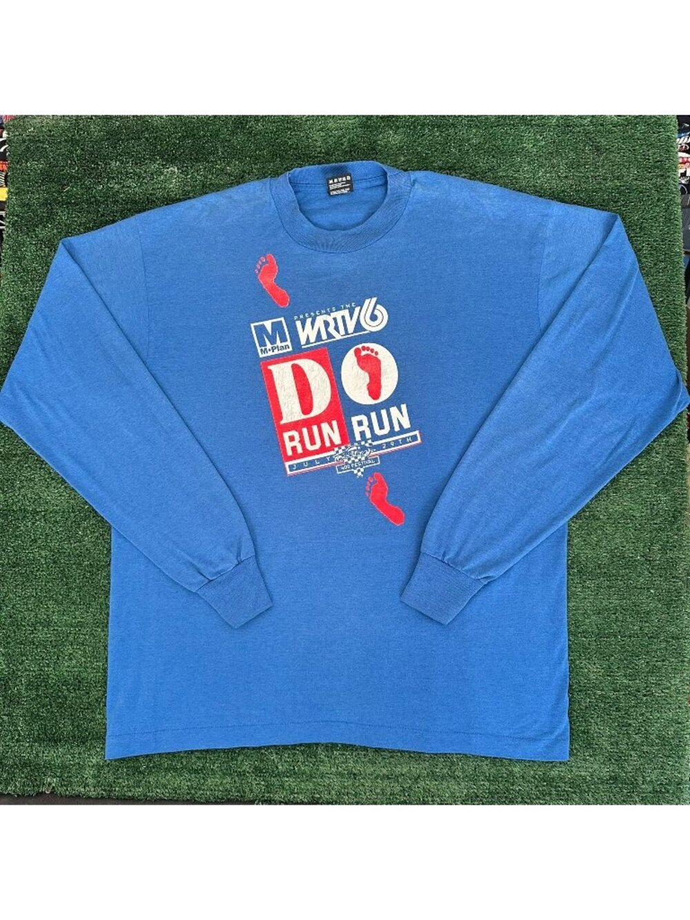 Vintage 90s Indy 400 10K 5K Run T-Shirt Long Sleeve Blue XL Single Stitch 1995